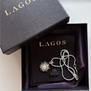 LAGOS Silver and Black Sunburst Pendant Necklace